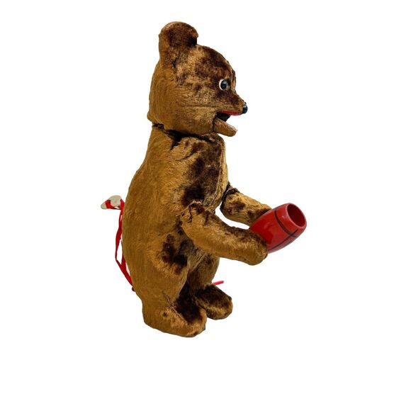 Vintage USSR Soviet Wind-Up Toy Teddy Bear Eating Honey Honeypot With Key - Picture 4 of 6